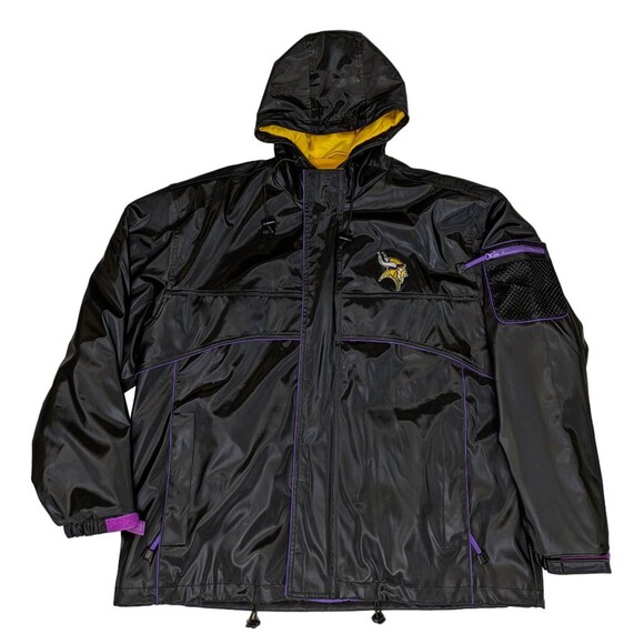 Minnesota Vikings Parka Jacket Mens XL Black Hooded Full Zip Vintage - Picture 4 of 13